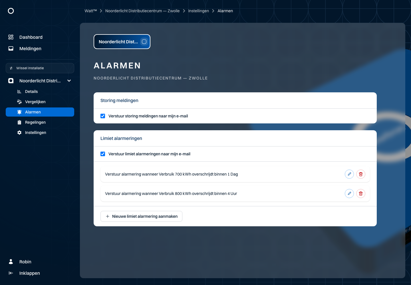 Alarmen en e-mailvoorkeuren — Noorderlicht