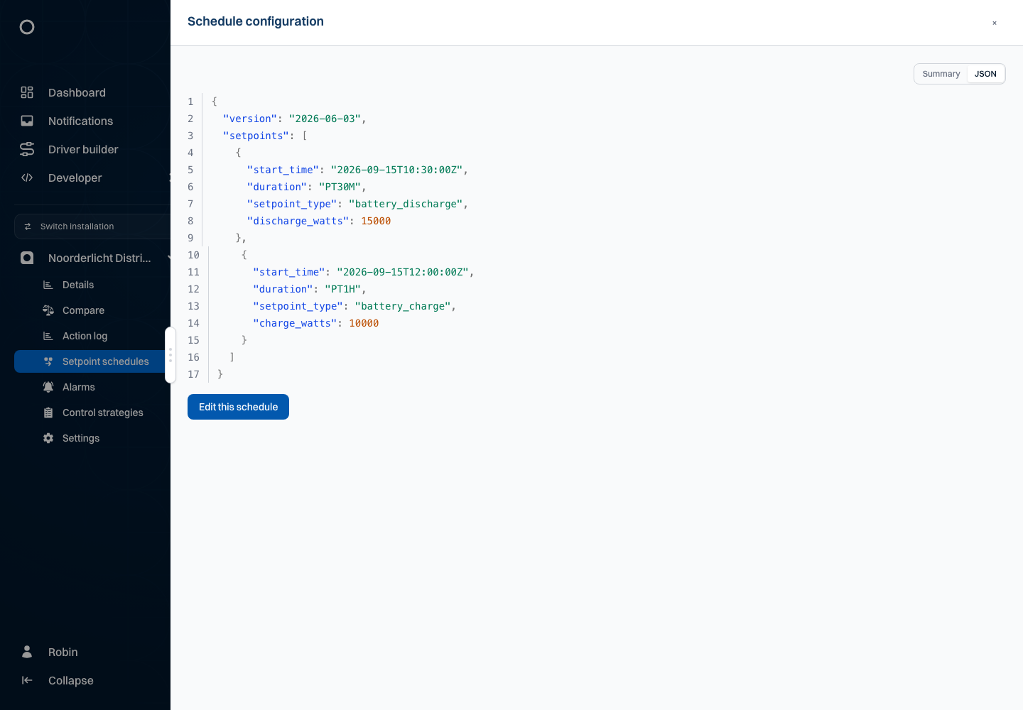 Received Noorderlicht schedule as JSON