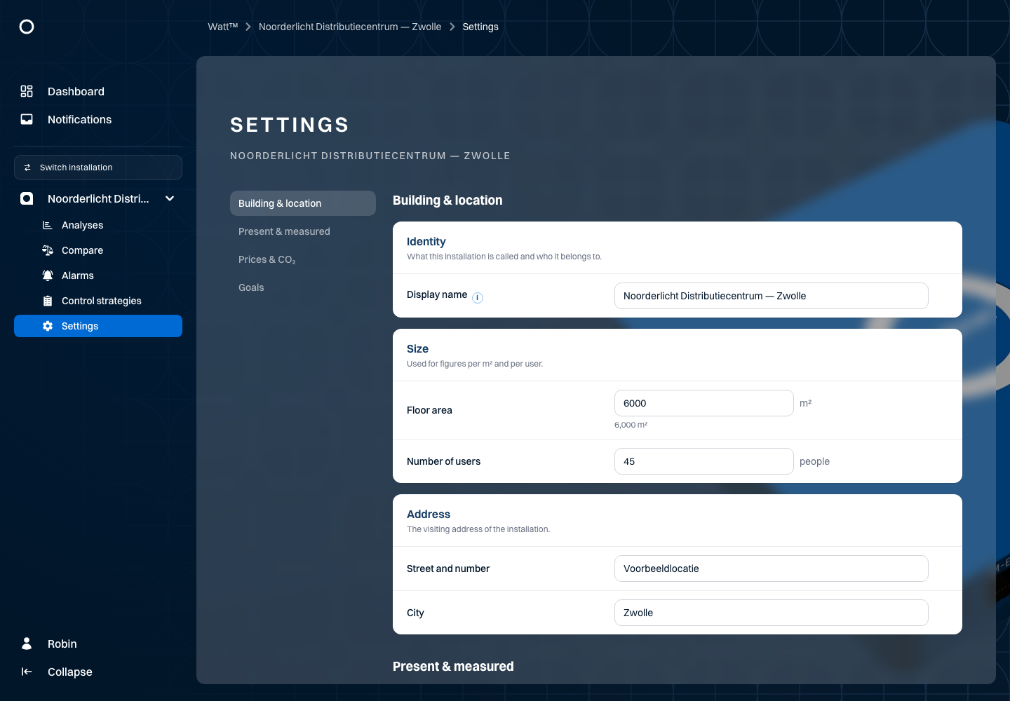 Installation settings — Noorderlicht